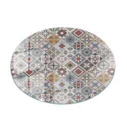 Mosaic With Ornaments Glass Table Top, Gray Modern Tabletop, Protective Top For Tables, Minimalist Tabletop - thumbnail 2