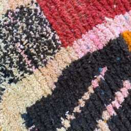 Handmade Moroccan Wool Rug - Abstract Black Orange Berber Carpet - thumbnail 3