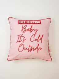 Galia Tasarim - Baby It's Cold Outside Pillow Pink Holiday Cushion Cover 45x45 cm - thumbnail 1