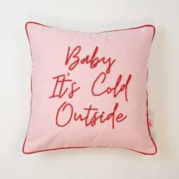 Galia Tasarim - Baby It's Cold Outside Pillow Pink Holiday Cushion Cover 45x45 cm - thumbnail 2