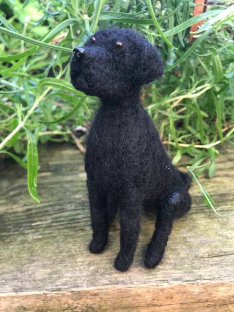 Needle Felted Black Labrador Sculpture, Custom Dog Keepsake - image 1