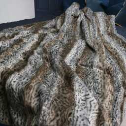 Handmade Snow Leopard Faux Fur Throw Silver Suede Lining - thumbnail 2