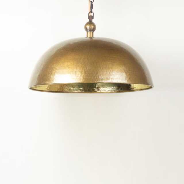 Dome Brass Pendant Lamp Shade - Hammered Kitchen Island Lighting Industrial Art Deco Light Fixture - image 1