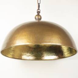 Dome Brass Pendant Lamp Shade - Hammered Kitchen Island Lighting Industrial Art Deco Light Fixture - thumbnail 2