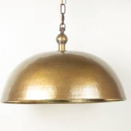 Dome Brass Pendant Lamp Shade - Hammered Kitchen Island Lighting Industrial Art Deco Light Fixture - thumbnail 3