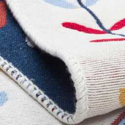 Geometric Boho Rug Cream Navy Recycled Cotton Kilim - thumbnail 4