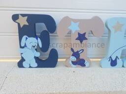 Wooden Letter, First Name, Letter To Put Down, Baby Personalized Alex & Bibou Theme Birth Gift - thumbnail 3