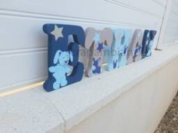 Wooden Letter, First Name, Letter To Put Down, Baby Personalized Alex & Bibou Theme Birth Gift - thumbnail 2