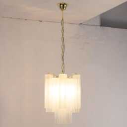 Murano Chandelier Tronchi ??35 cm - Opal Glass Hand-Blown Italy Mid-Century Modern - thumbnail 3