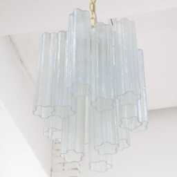 Murano Chandelier Tronchi ??35 cm - Opal Glass Hand-Blown Italy Mid-Century Modern - thumbnail 4