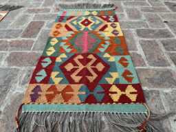 4x6 Afghan Tribal Hand-Knotted Wool Kilim Rug - Modern Colorful Flatweave Artisan Geometric Carpet For Living Room Or Studio Giftable - thumbnail 1