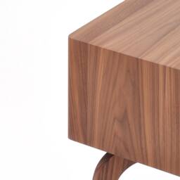 Mid Century Modern Solid Walnut Nightstand With Double Drawers, Midcentury Bedside Table - thumbnail 4