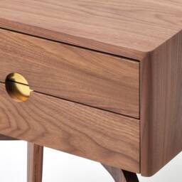 Mid Century Modern Solid Walnut Nightstand With Double Drawers, Midcentury Bedside Table - thumbnail 3