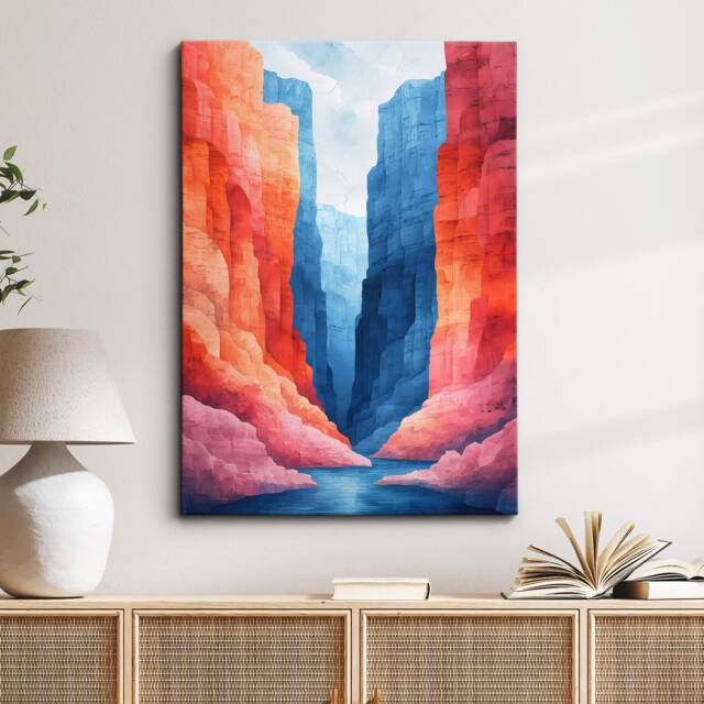 Cliff Edge Abstract Oil Painting Framed Poster Print & Canvas Wall Decor Art Bedroom Home Interior Floral Gift - image 1
