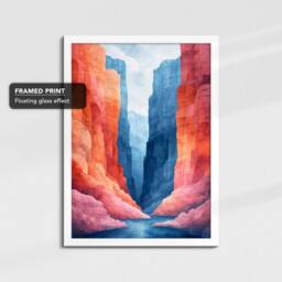Cliff Edge Abstract Oil Painting Framed Poster Print & Canvas Wall Decor Art Bedroom Home Interior Floral Gift - thumbnail 3