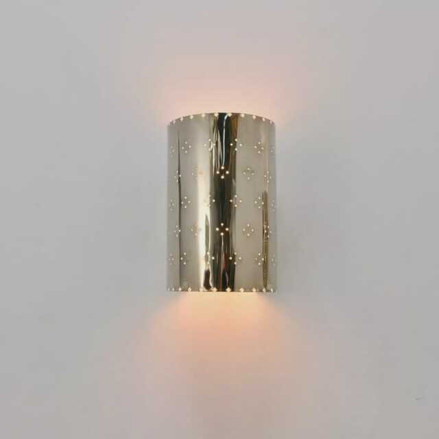 Pair Brass Perforated Cylinder Wall Sconce Modern Bedside Lighting L Light Fixture - Luxury Decorative Hallway Bedroom Accent - image 1