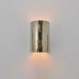 Pair Brass Perforated Cylinder Wall Sconce Modern Bedside Lighting L Light Fixture - Luxury Decorative Hallway Bedroom Accent - thumbnail 1