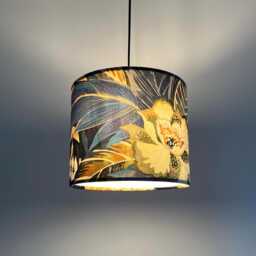 Floral Midnight Velvet Drum Lampshade, Navy Hidden Paradise, Ceiling Or Lamp Shade - thumbnail 3