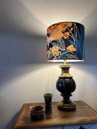 Floral Midnight Velvet Drum Lampshade, Navy Hidden Paradise, Ceiling Or Lamp Shade - thumbnail 1