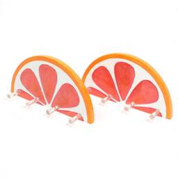 Hand Painted Ceramic Blood Orange Slice Key Holder, Unique Wall Storage Hooks, Fruit Art - thumbnail 4