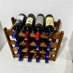 Rustic Wooden Wine Rack, Freestanding Bottle Storage - thumbnail 4
