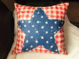 Big Blue Star & Red Stripes Pillow Covers, Patriotic Covers - thumbnail 1