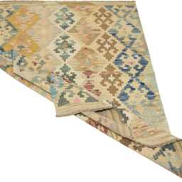 Handmade Turkish Kilim Rug Geometric Dhurrie Flatweave, 156x106cm - thumbnail 4