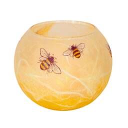 Bumble Bee Candle Holder & Posy Vase Set Strawsilk Glass - thumbnail 2