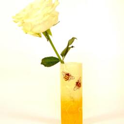 Bumble Bee Candle Holder & Posy Vase Set Strawsilk Glass - thumbnail 3