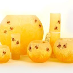 Bumble Bee Candle Holder & Posy Vase Set Strawsilk Glass - thumbnail 4