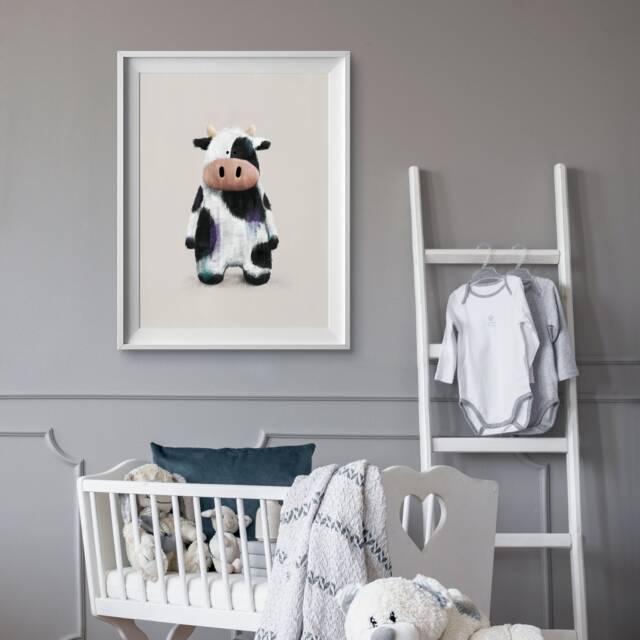 Pippa The Cow Nursery Print - Boho Farm Animal Wall Art - image 1