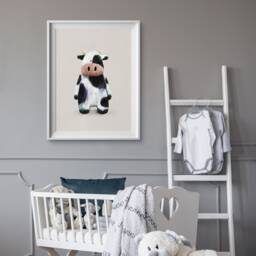 Pippa The Cow Nursery Print - Boho Farm Animal Wall Art - thumbnail 1