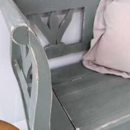 Hungarian, Solid, Chunky Pine, Compact Settle, Storage Bench Seat - Rustic, Chippy Paint - thumbnail 3