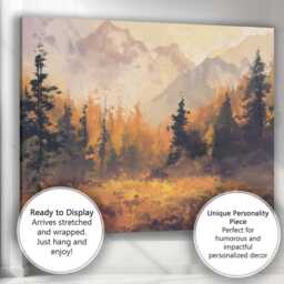 Golden Autumn Forest Mountain Landscape Misty Sunrise Canvas Wall Art Print Decor Picture Ready To Hang - thumbnail 3