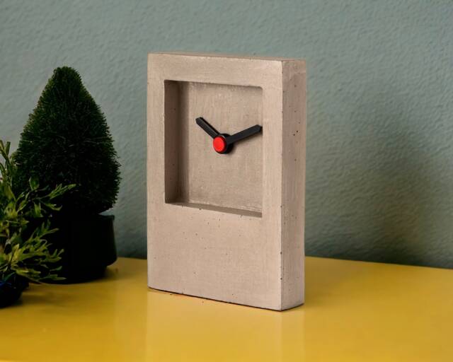 Minimalist Concrete Desk Clock, Geometric Modern Table Clock With Silent Mechanism - image 1