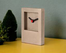 Minimalist Concrete Desk Clock, Geometric Modern Table Clock With Silent Mechanism