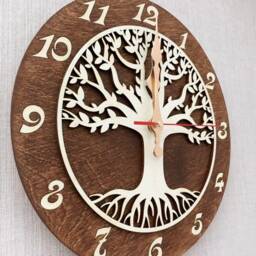 Wall Clock Family Tree, Non-Ticking, Wooden Large 11-16Inch, Art Wood Decor, Wedding Gift Tree Of Life - thumbnail 2