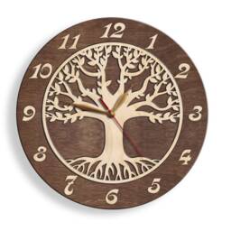 Wall Clock Family Tree, Non-Ticking, Wooden Large 11-16Inch, Art Wood Decor, Wedding Gift Tree Of Life - thumbnail 4