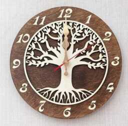 Wall Clock Family Tree, Non-Ticking, Wooden Large 11-16Inch, Art Wood Decor, Wedding Gift Tree Of Life - thumbnail 1