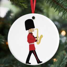 Changing Of The Guard Saxophone Ceramic Christmas Ornament Hand-Printed London Souvenir - thumbnail 2