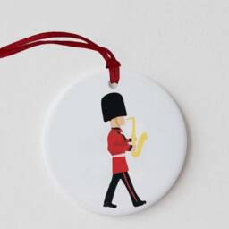 Changing Of The Guard Saxophone Ceramic Christmas Ornament Hand-Printed London Souvenir - thumbnail 3