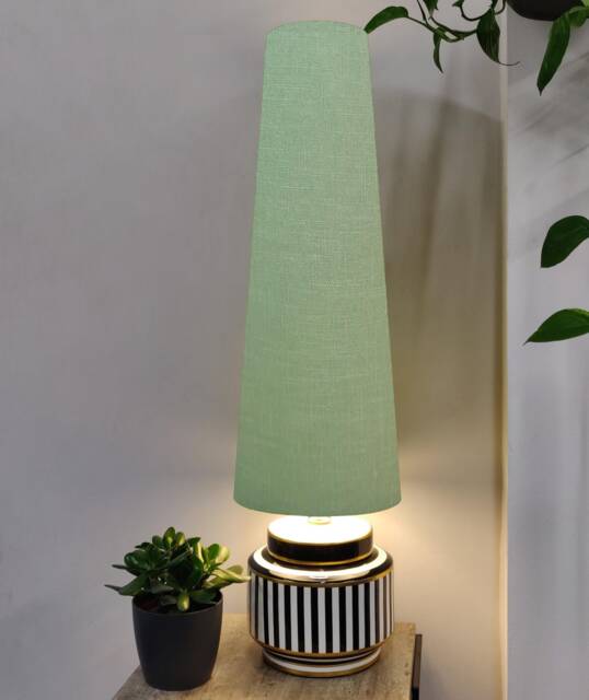 70cm Tall Sage Green Linen Slim Cone Lampshade Conical Fat Lamp Shade - image 1