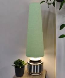 70cm Tall Sage Green Linen Slim Cone Lampshade Conical Fat Lamp Shade - thumbnail 1