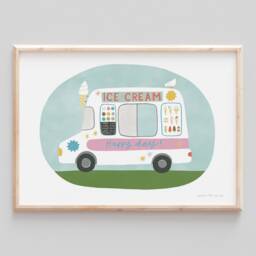 Ice Cream Van Truck A4 Giclee Art Print Illustration - thumbnail 1