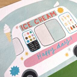 Ice Cream Van Truck A4 Giclee Art Print Illustration - thumbnail 2