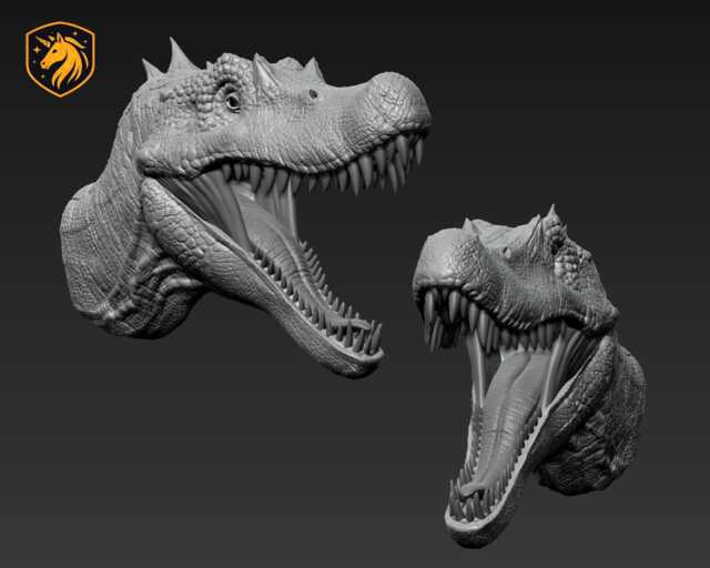 Spinosaurus Dinosaur Head Wall Art Mount - 3D Printed Prehistoric Bust - image 1