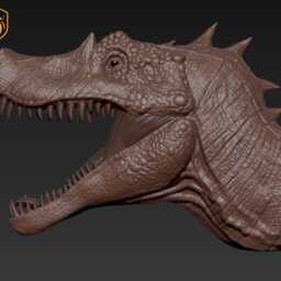 Spinosaurus Dinosaur Head Wall Art Mount - 3D Printed Prehistoric Bust - thumbnail 2