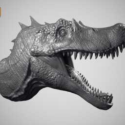 Spinosaurus Dinosaur Head Wall Art Mount - 3D Printed Prehistoric Bust - thumbnail 3