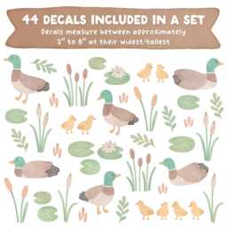 Duck Wall Decals - Removable, Reusable Stickers Nursery Decor, Kids Room Watercolor Animal Art - thumbnail 2