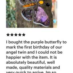 Blue Butterfly Garden Sculpture - Personalised Memorial Gift- Reclaimed Wood & Stained Glass - thumbnail 4